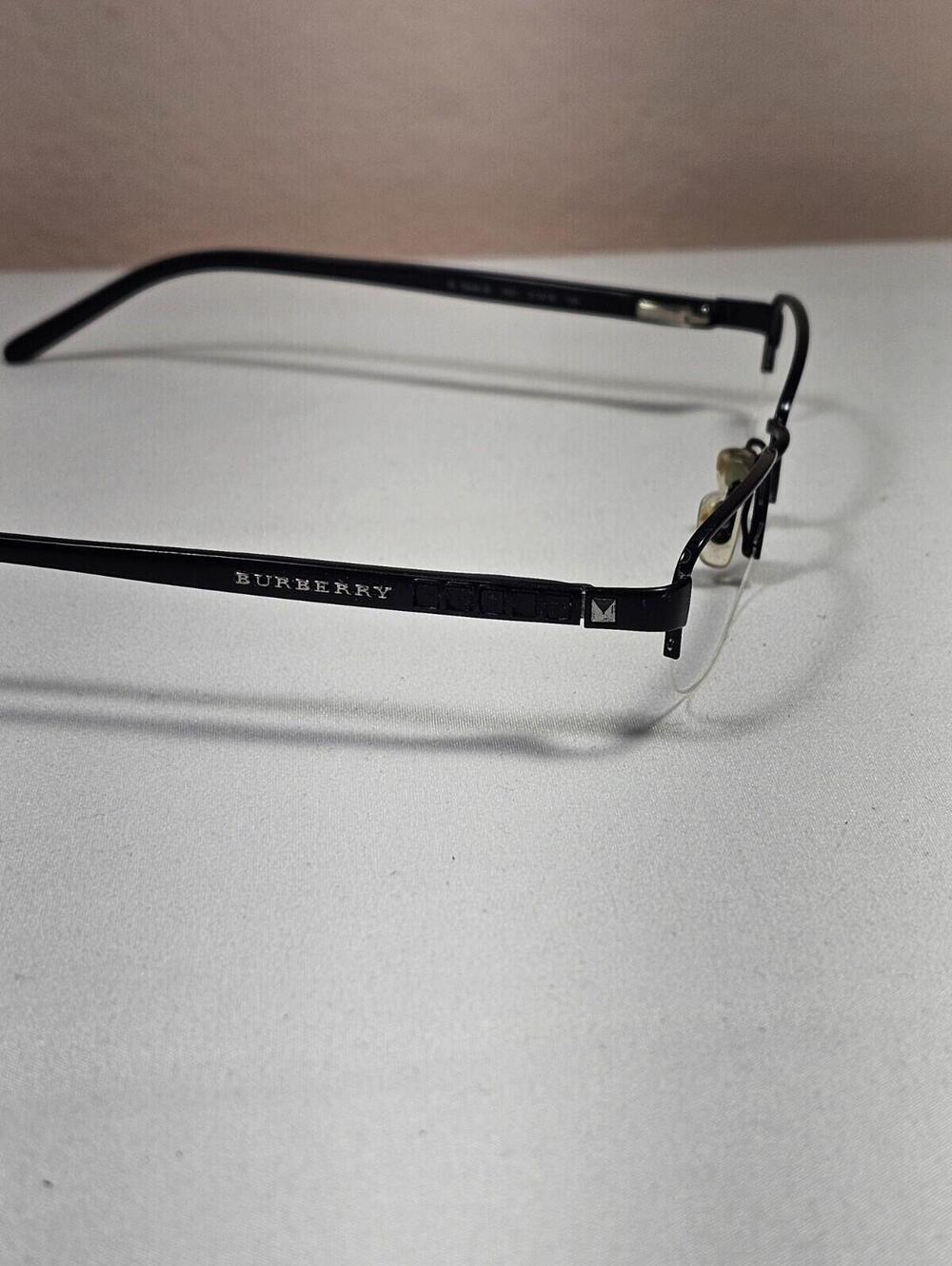 Burberry Eyeglasses Half Rim Rectangular Black Metal Frame B1049B 1001 51-18-135 - Picture 7 of 10